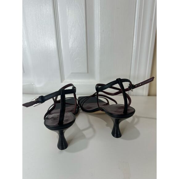 STAUD Gita Sandals EU Sz 37 Leather Kitten Heels Black Wine Great Condition! - Picture 5 of 7
